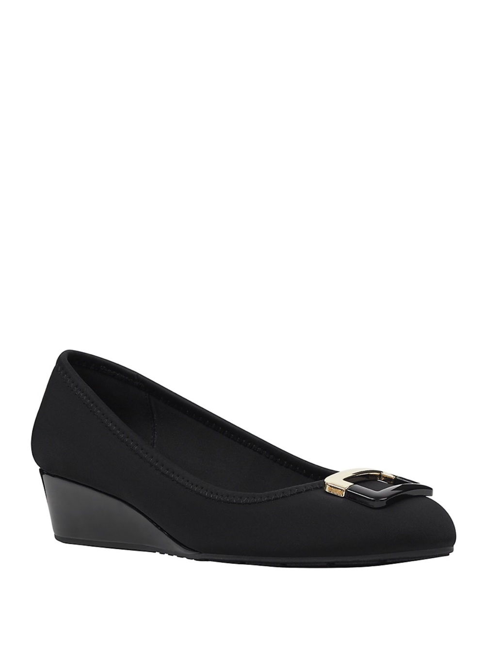 Bandolino Tad Women’s Black Wedge Decorative Buckles Sz 11 NWB